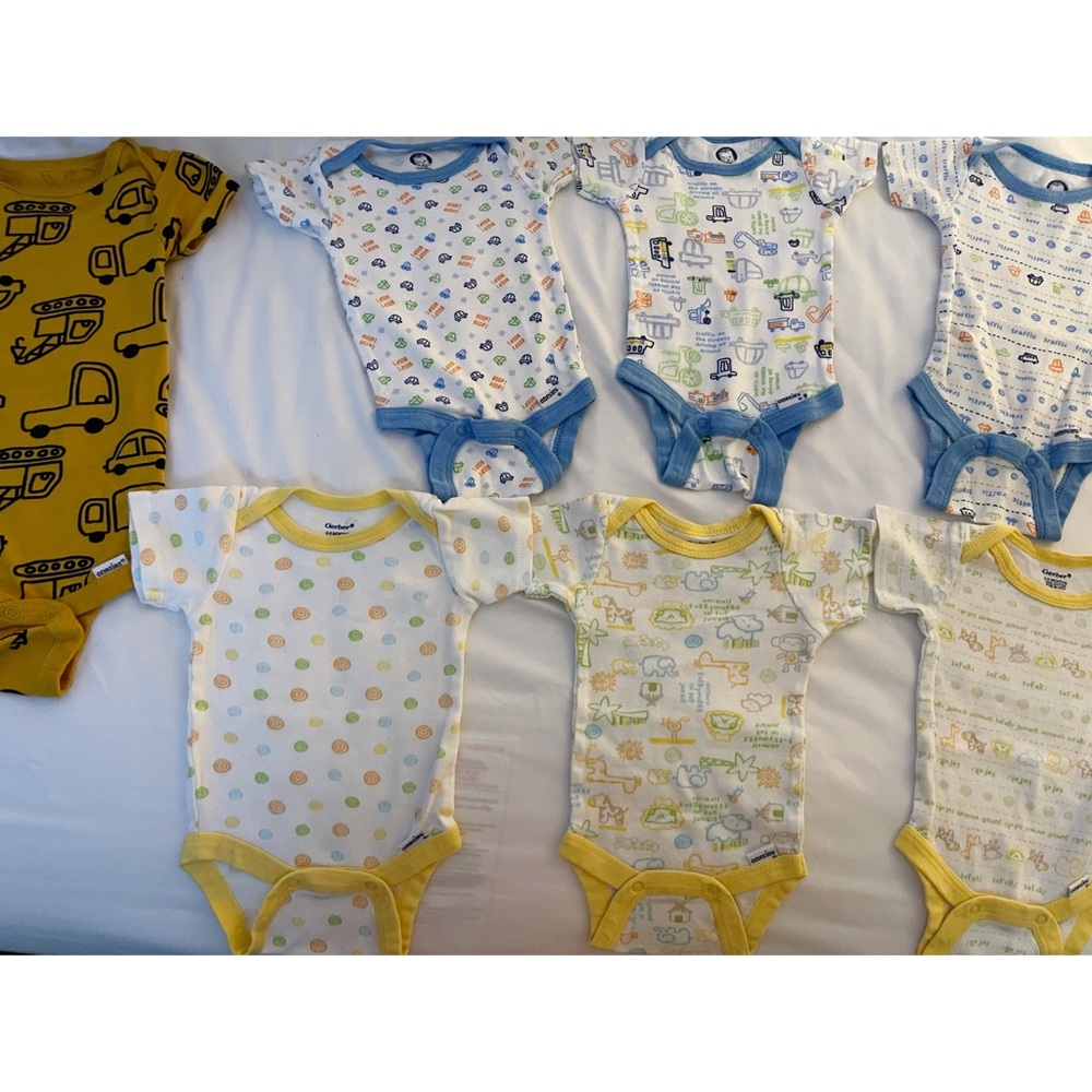 Onesies 0-3M & one is 3-6 M. No marks or flaws.